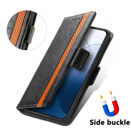 Чехол-книжка CaseNeo Splicing Dual Magnetic Buckle Leather для Xiaomi 14 Pro - черный