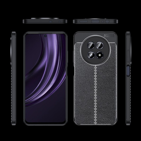 Противоударный чехол Litchi Texture на Realme 13 5G/12 5G/12X 5G - черный