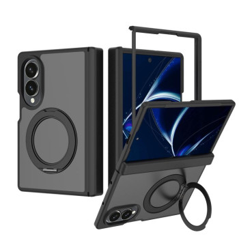 Чохол Escase з магнітним тримачем і кришкою шарніра на Samsung Galaxy Fold8 5G — чорний