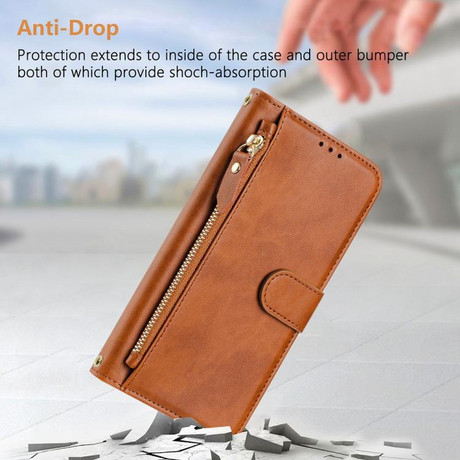 Чохол-книжка Multi-Card Slots Zipper Wallet на Realme Note 80 4G — коричневий