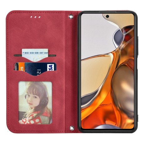 Чехол-книжка Retro Skin Feel Business Magnetic на Xiaomi Mi 11T / 11T Pro - красный