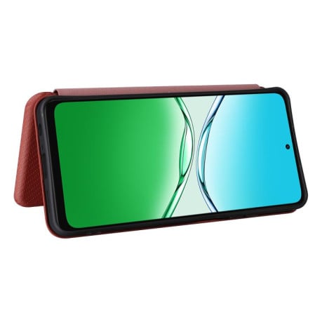 Чохол-книжка Carbon Fiber Texture на OPPO A5 5G/4G Global - коричневий
