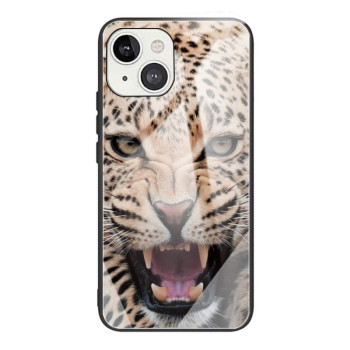 Противоударный чехол Colorful Painted Glass для iPhone 13 Mini - Leopard