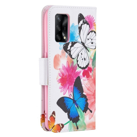 Чохол-книжка Colored Drawing Pattern для OPPO A74 4G / F19 4G - Butterflies