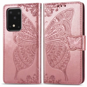 Чохол-книжка Butterfly Love Flower Embossed Samsung Galaxy S20 Ultra-рожеве золото