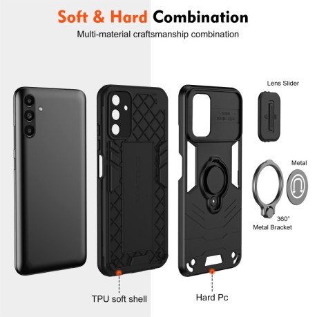 Противоударный чехол Sliding Camshield Ring Holder для Samsung Galaxy A16 5G - черный