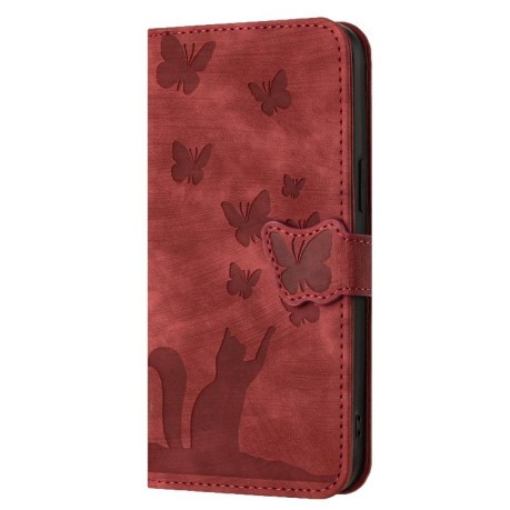 Чохол-книжка Cat Embossing Pattern на Xiaomi Redmi A4 5G - червоний