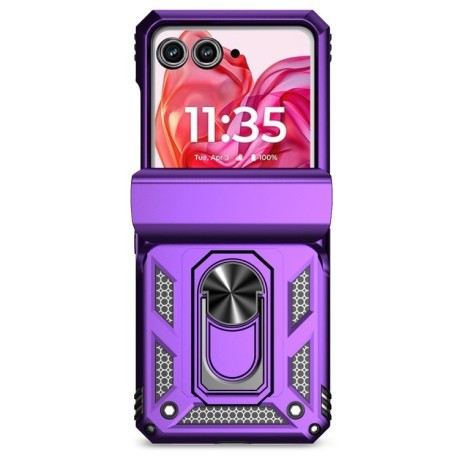 Противоударный чехол Sliding Camshield для Motorola razr 50 - фиолетовый