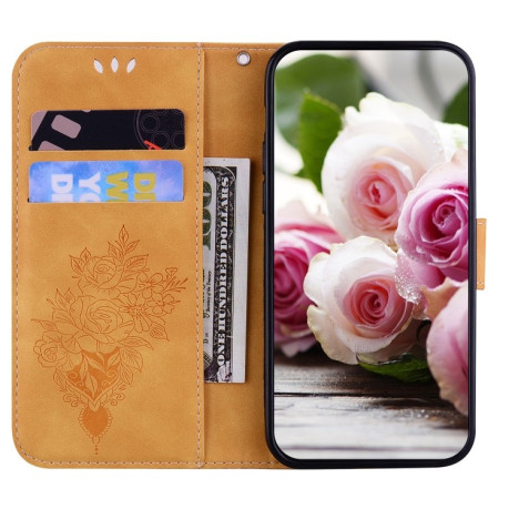 Чехол-книжка Butterfly Rose Embossed для Realme 9 Pro Plus/ Realme 9 4G - желтый