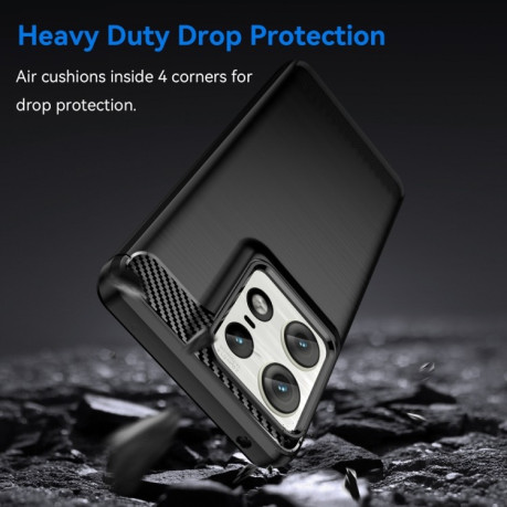 Протиударний чохол Brushed Texture Carbon Fiber на Motorola Edge 50 Pro - чорний