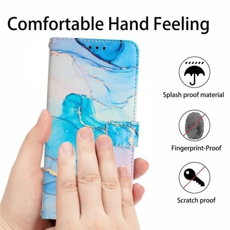 Чехол-книжка Painted Marble Pattern для Realme 12 5G / 13 5G Global - розово-зеленый