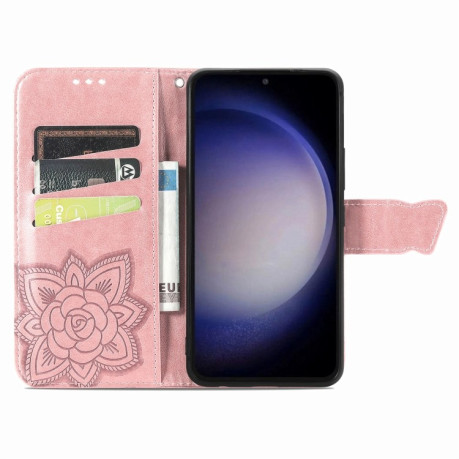 Чехол-книжка Butterfly Love Flower Embossed для Samsung Galaxy S23 FE 5G - розовое золото