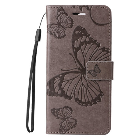 Чехол-книжка Embossed Butterfly для iPhone 16e - серый