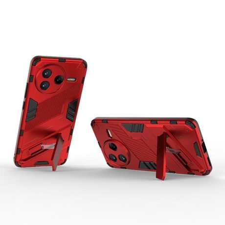 Противоударный чехол Punk Armor с подставкой для Xiaomi Redmi K80 / Poco F7 Pro — красный