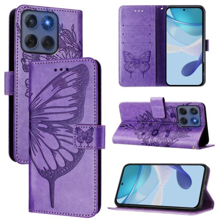 Чохол-книжка Embossed Butterfly на Motorola Edge 5G 2025 / 60 Fusion 5G - фіолетовий