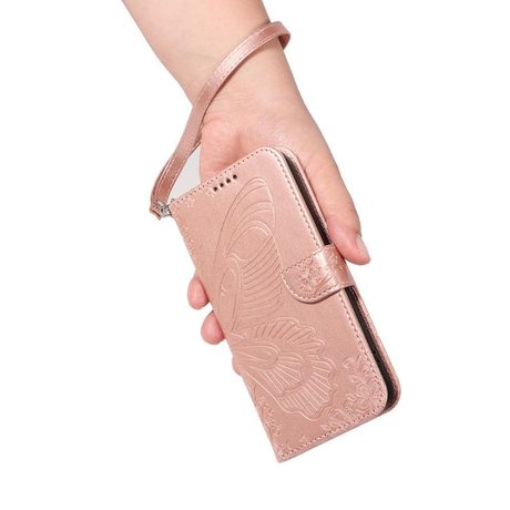 Чехол-книжка Swallowtail Butterfly Embossed Leather для Xiaomi Redmi K90/Poco F8 Pro — розовое золото