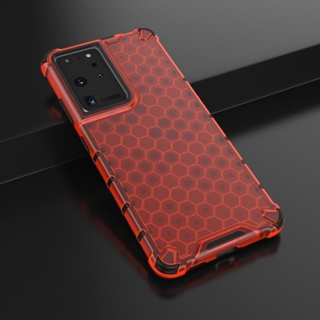 Противоударный чехол Honeycomb на Samsung Galaxy S21 Ultra - красный