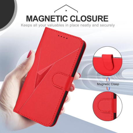 Чехол-книжка Triangle Pattern Buckle Clasp Leather на Xiaomi Poco X7 Pro - красный