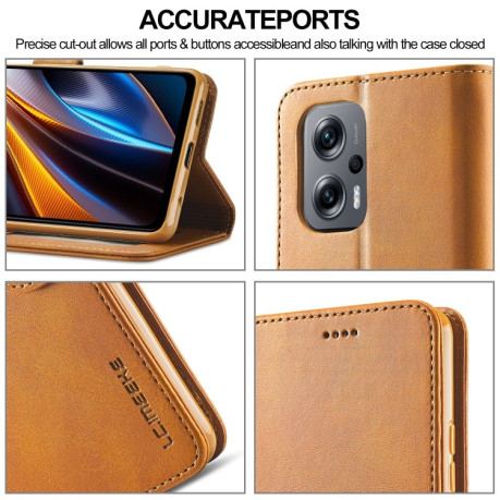 Чехол книжка LC.IMEEKE Calf Texture на Xiaomi Redmi Note 11E/Redme 10 5G - коричневый