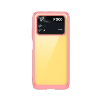 Противоударный чехол  Colorful Acrylic Series с цветной силиконовой боковиной на Xiaomi Poco M4 Pro 4G - красный