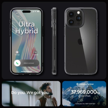 Оригинальный чехол Spigen Ultra Hybrid для iPhone 15 PRO MAX-  Crystal Clear