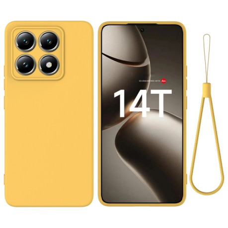 Силиконовый чехол Solid Color Liquid Silicone на Xiaomi 14T - желтый