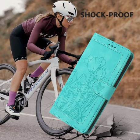 Чохол-книжка Tulips Embossed Leather для iPhone 16e - зелений