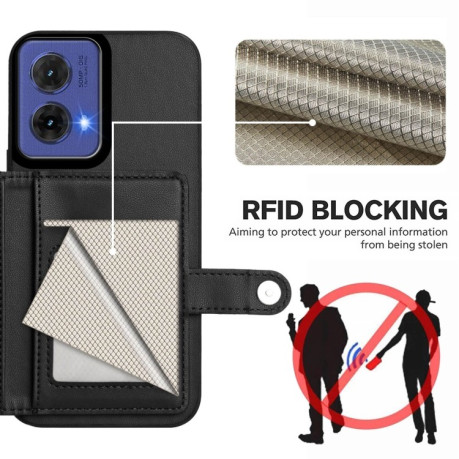 Ударозащитный чехол EU Version Button Card Bag RFID Anti-theft для Motorola Moto G85 - черный