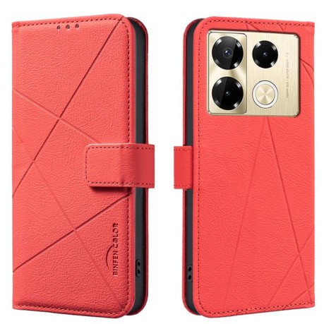Чехол-книжка Geometric Pattern RFID Leather для Infinix Note 40 Pro 4G / 40 Pro+ 5G - красный