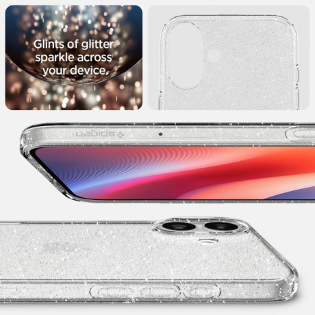 Оригінальний чохол Spigen Liquid Crystal на iPhone 16 Plus - Clear Glitter