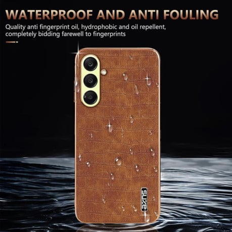 Чехол AZNS металлизированная рамка Electroplated Frame фактура “крокодил” на Samsung Galaxy A17 4G / 5G - черный