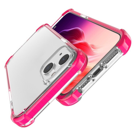 Протиударний акриловий чохол Four-corner на iPhone 15 Plus -прозоро-рожевий