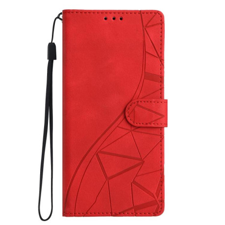 Чехол-книжка Triangles Embossed Leather для Motorola Edge 60 - красный