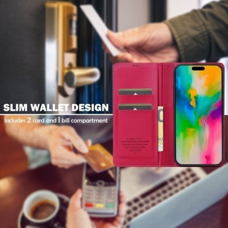 Чохол-книжка LCIMEEKE LC-001 Series для iPhone 16 Pro - червоний