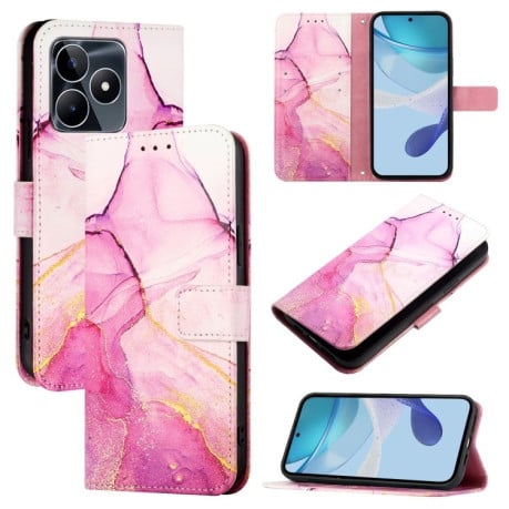 Чехол-книжка PT003 Marble Pattern на  Realme Note 50 4G / Realme C51 4G Global - Pink Purple Gold