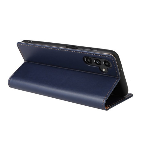 Кожаный чехол-книжка Fierre Shann Genuine leather  для Samsung Galaxy A35 5G - синий