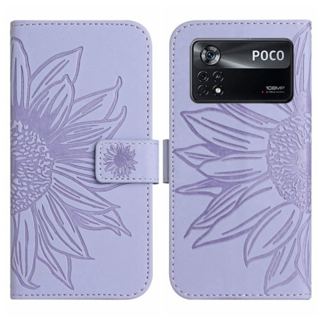 Чохол-книжка Skin Feel Sun Flower для Xiaomi Poco X4 Pro 5G - світло-фіолетовий