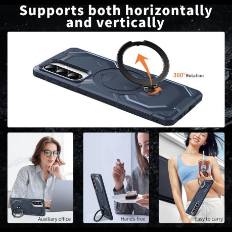 Протиударний чохол Frosted MagSafe Holder для Samsung Galaxy A36 5G - синій