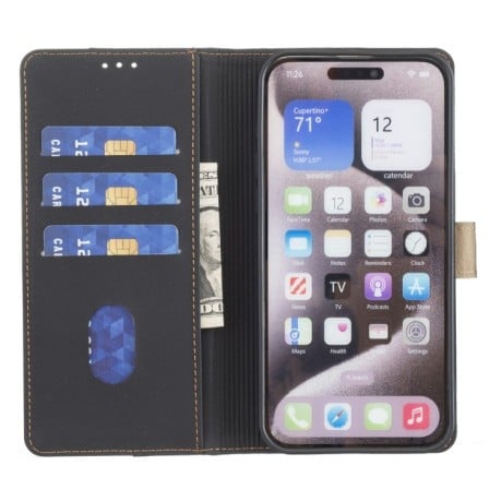 Чохол-книжка Color Matching RFID Anti-theft Leather для Xiaomi Redmi Note 14 5G/Poco M7 Pro 5G - чорний