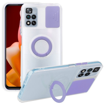 Противоударный чехол Sliding Camera with Ring Holder для Xiaomi Redmi Note 11 4G Global - фиолетовый