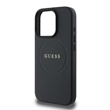 Оригинальный чехол Guess Grained Gold Ring MagSafe для iPhone 16 Pro - black