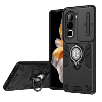 Противоударный чехол Sliding Camshield Ring Holder на Infinix Hot 70 4G — чёрный
