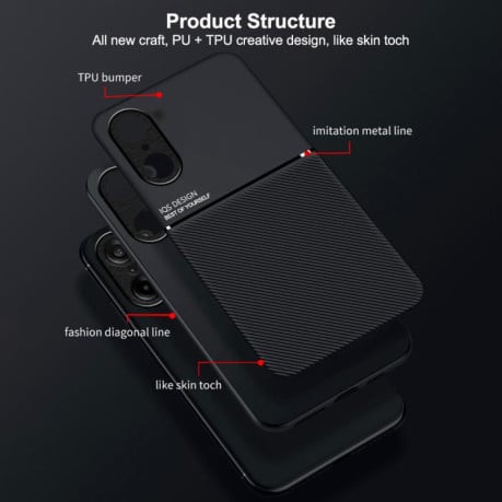 Противоударный чехол Tilt Strip Grain на OnePlus Ace 5 Racing / Nord CE 5 - черный