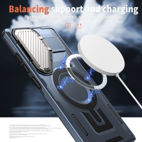Протиударний чохол Shield Frame Holder MagSafe  для Samsung Galaxy S24 FE 5G - синій