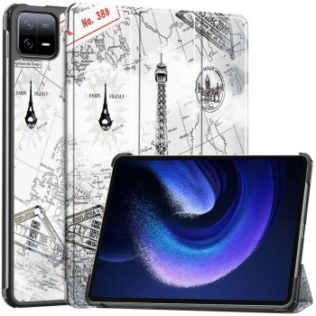 Чехол-книжка Custer Painted для Xiaomi Pad 6 / 6 Pro - Retro Eiffel Tower