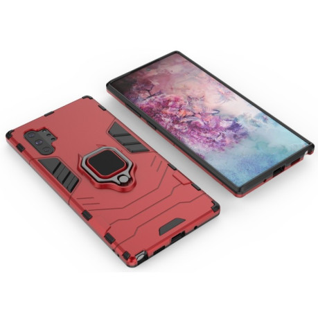 Противоударный чехол HMC Magnetic Ring Holder на Samsung Galaxy Note10+Plus- красный