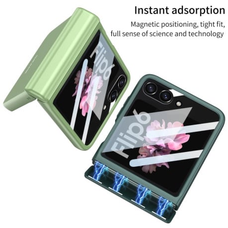 Противоударный чехол GKK Electroplating + Glass для Samsung Galaxy  Flip 6 - розовый