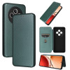 Чехол-книжка Carbon Fiber Texture на OPPO Reno12 F/12 FS 5G / 4G - зеленый