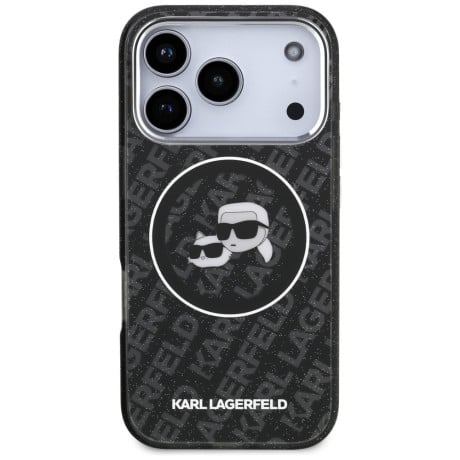 Оригінальний чохол Karl Lagerfeld IML Glitter Karl&amp;Choupette Heads Logo з MagSafe на iPhone 17 Pro - Black