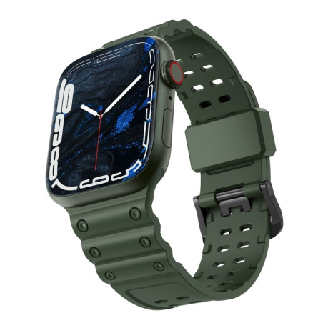 Силіконовий ремінець Waterproof Double Buckle для Apple Watch 10 42mm/Series 8/7 41mm / 40mm / 38mm - зелений
